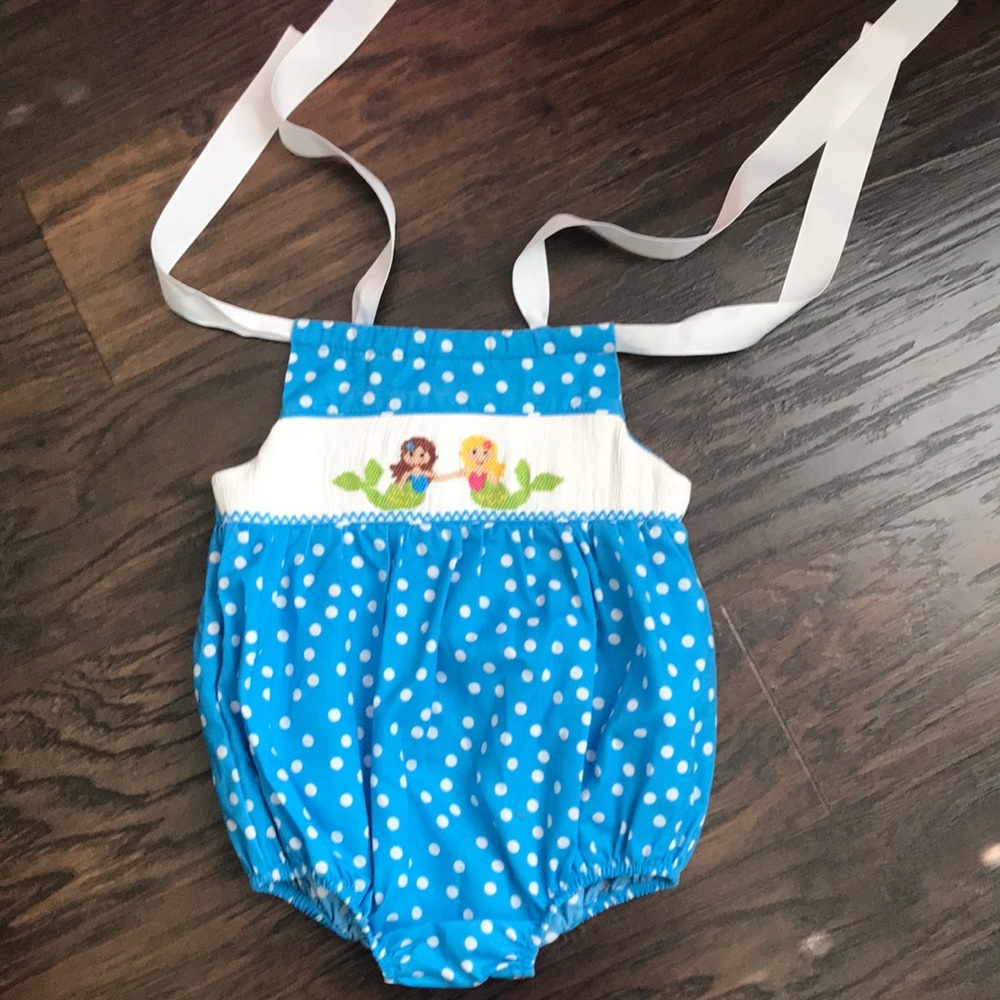 Polkadot mermaid smocked bubble